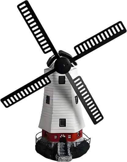 Solar Windmill Light Outdoor, Waterproof Garden Decoration with Auto Dusk to Dawn Sensor, Solar Powered Lantern for Yard, Patio, Park, Villa, and Residential Areas (White)