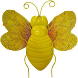 LIFFY Metal Bees Outdoor Decor, 2Pack 10 Inch Glass Bee Wall Art Sculptures for Home, Garden, Fence, Patio