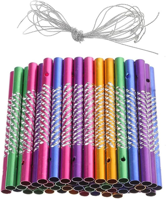 NUOBESTY 100pcs Wind Chime Tubes, Wind Chime Parts DIY Aluminum Hollow Tubes Replacement Windchime Kit Craft Supplies for Handicraft Enthusiasts for Patio, Garden, Outdoor, Home Hanging Decor