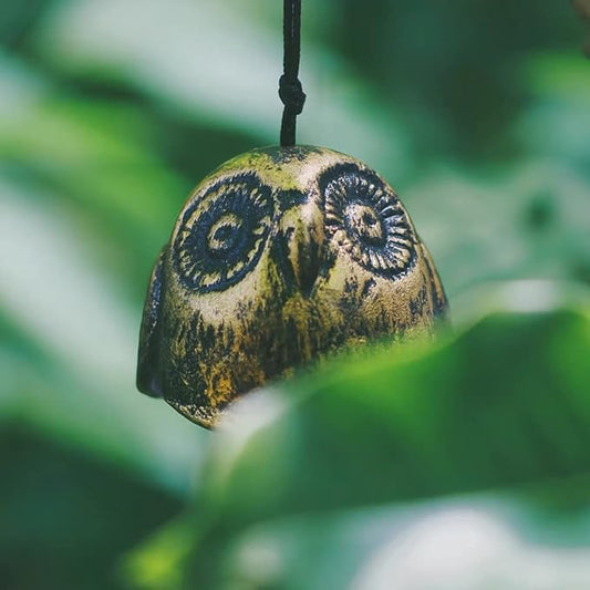 Owl Japanese Traditional Lucky Small Wind Chimes for Outside, Iwachu Cast Iron Bless Temple Wind Bell Memorial and Sympathy Wind Chimes Indoor Garden Bell, Patio, Balcony（Retro owl）