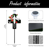 Solar Jesus Cross Memorial Stake with Rose - Religious Metal Cemetery Decorations, LED Christian Grave Marker, Sacred Sympathy Gift for Loss of Loved One (J Cross)