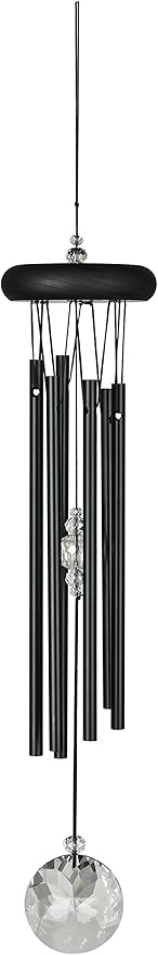 Woodstock Wind Chimes for Outside, Garden Decor, Outdoor Decor for Your Patio and Porch (16") Woodstock Crystal Meditation Black Wind Chimes Gifts (CCMK)