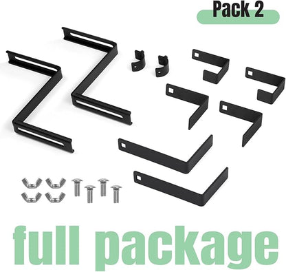 Adjustable Planter Box Bracket, Black, 1 Pair - Hanging, Metal Alloy Steel Iron, Compact, No Drill, Fits 5-8.3 Inch Width, Suitable for Railings, Windows, Balconies, Fences