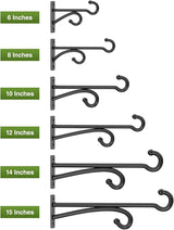 10" Plant Hanger Hook Outdoor Indoor – Planter Hooks for Hanging Plants, Plant Wall Hooks, Brackets for Hanging Plants, Baskets, Wind Chimes, Bird Feeders, Lanterns, Bird Houses (Black, Metal, 2-Pack)