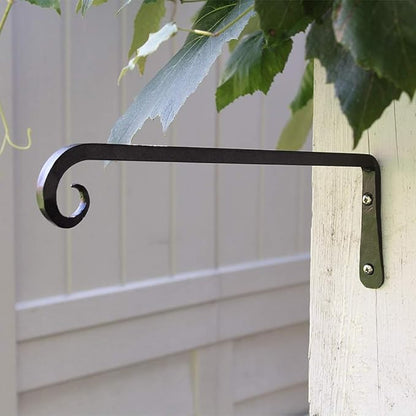 Achla Designs Straight Downcurled Wall Bracket Hook, 12-inch (TSH-12) Black (Pack of 2)