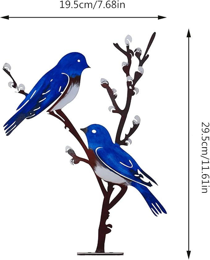 Wrought Iron Bird Decoration Metal Iron Art Animal Bird Hanging Ornaments Cute Bird Art Iron Sculpture Creative Outdoor Silhouettes Garden Crafts for Garden (Blue)