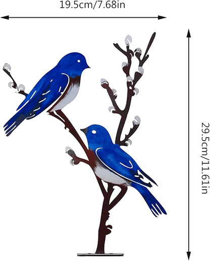 Wrought Iron Bird Decoration Metal Iron Art Animal Bird Hanging Ornaments Cute Bird Art Iron Sculpture Creative Outdoor Silhouettes Garden Crafts for Garden (Blue)