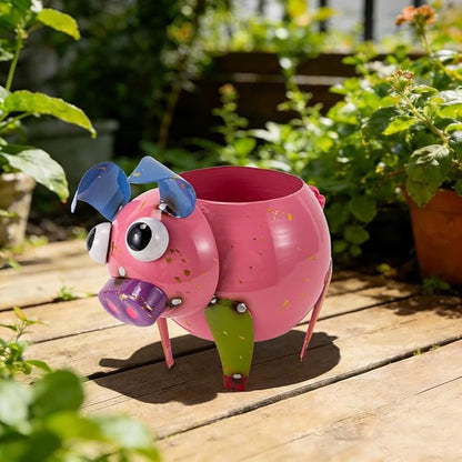 Oak & Lore Outdoor Metal Pig Garden Statues, Whimsical Farm Animal Garden Sculptures & Statues for Patio, Lawn & Backyard Decor