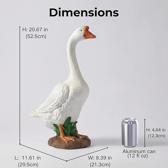 White Porch Goose Statue Outdoor Decor,20.7''(H) Large Goose Garden Statue for Yard Lawn,Resin Animal Sculptures Home Patio Art Decorations