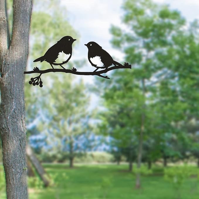 Robin Metal Garden Bird Silhouette - Rustic Ornament, Tree Art for Mother's Day