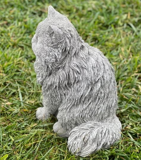 Generic White Concrete Persian Cat Statue, Outdoor, Modern, Grey