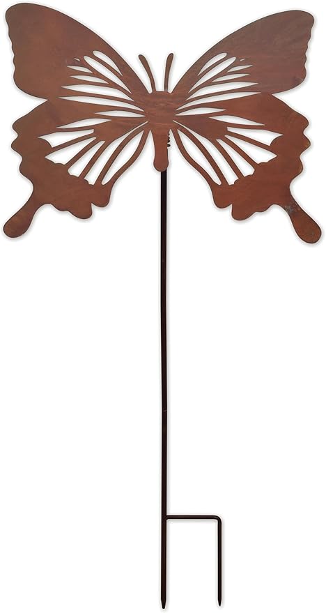 Sunset Vista Designs Outdoor Garden Décor - Western Swallowtail Butterfly Yard Art Garden Stake, 33" Tall, Rustic Metal