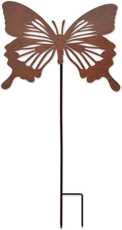 Sunset Vista Designs Outdoor Garden Décor - Western Swallowtail Butterfly Yard Art Garden Stake, 33" Tall, Rustic Metal