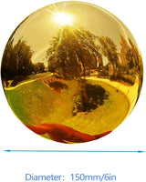 Stainless Steel Gold Gazing Mirror Ball, Polished Hollow Ball Reflective Shiny Garden Sphere, Housewarming Gift Outdoor Decorations(6 Inch)
