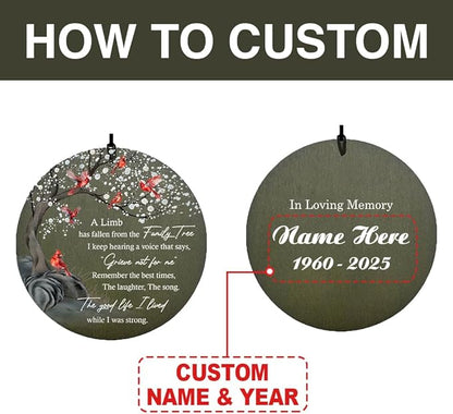 Personalized Cardinal Wind Chimes, 36inch Memorial Wind Chimes, Custom Sympathy Gifts, in Loving Memory of Dad/Mom, Condolences Wind Chime for Loss of Loved Ones (Produced in USA)