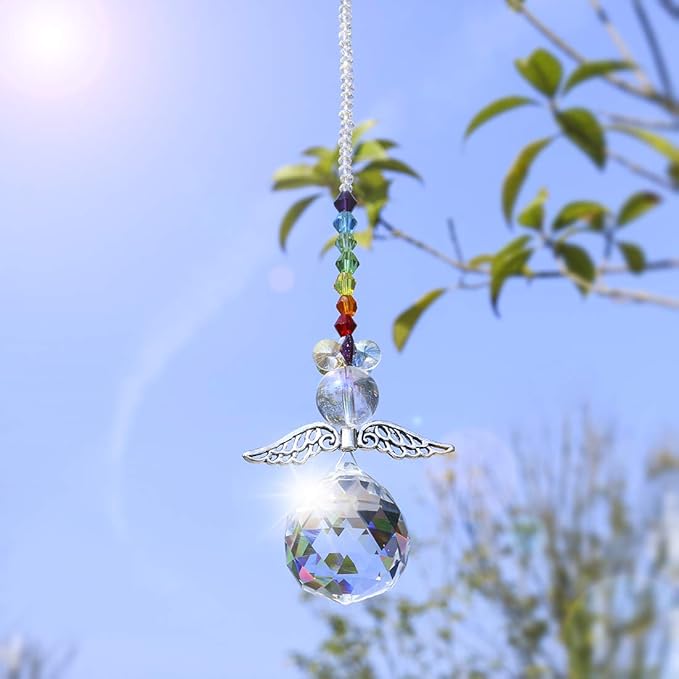 H&D HYALINE & DORA Crystal Guardian Angel Rainbow Makers Suncatchers with 30mm Ball Prism
