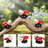Cruis Cuka Metal Yard Art Garden Decor for Outside Cute Red Ladybugs Lawn Patio Ornaments Backyard Decorations Garden Gifts for Mom - Set of 4