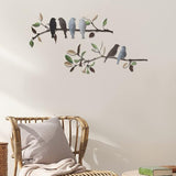 Demissle 2 Pcs Metal Birds Wall Art Decor Vivid Birds on Branch with Leaves Rustic Wall Decor Waterproof Metal Sculpture Hanging Sign for Home Balcony Garden Indoor Outdoor(Retro Colors)