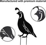 COHEALI 4Pcs Iron Cast Animal Stake Statue Rustic Quail Quail Family Yard Black Metal Quail Art Garden Birds Statue Lawn Backyard Decor