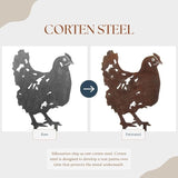 Corten Steel Chicken Silhouette Rusting Yard Stake