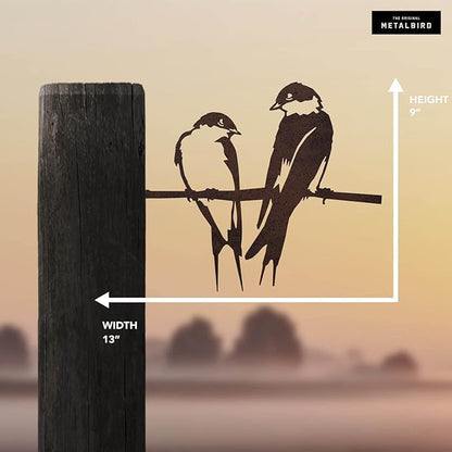 METALBIRD - Pair of Swallows - Outdoor Tree Ornaments in Corten Steel - Metal Art Proudly Made in The USA