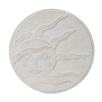 Sun Face Garden Stepping Stone- Round 12-Inch Decorative Concrete Stone, Pure Color for Outdoor Pathways Celestial Sun Face Cynkeyee