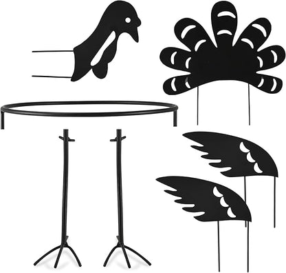 Ornativity Turkey Design Pumpkin Holder Stand - Metal Outdoor Yard Ornament Thanksgiving Garden Decorative Fall Autumn Porch Prop - 1 Set