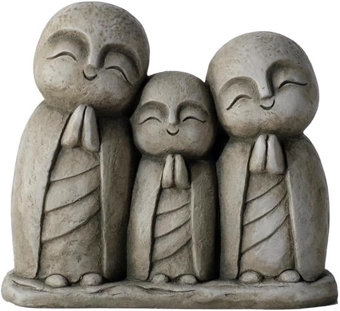 Pemberly Row Praying Family Fiberstone Garden Statue, 14.25" H x 6.25" W x 16.25" D, Durable Lightweight Fiberstone, Aged Moss Green Finish, Drain Hole Included, Unique Patina, Outdoor Decorative