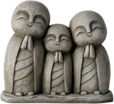 Pemberly Row Praying Family Fiberstone Garden Statue, 14.25" H x 6.25" W x 16.25" D, Durable Lightweight Fiberstone, Aged Moss Green Finish, Drain Hole Included, Unique Patina, Outdoor Decorative