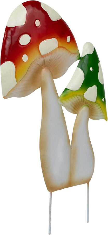 Northlight Double Mushrooms Outdoor Garden Stake - 16" - Red and Green