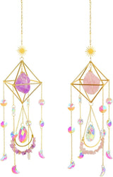 Amethyst Suncatcher Crystal Boho Decor, St Valentine's Day Gift Spiritual, Purple Gemstone Sun Catcher Hanging for Windows, Birthstone Hanging, Raw Stone (Amethsyt)
