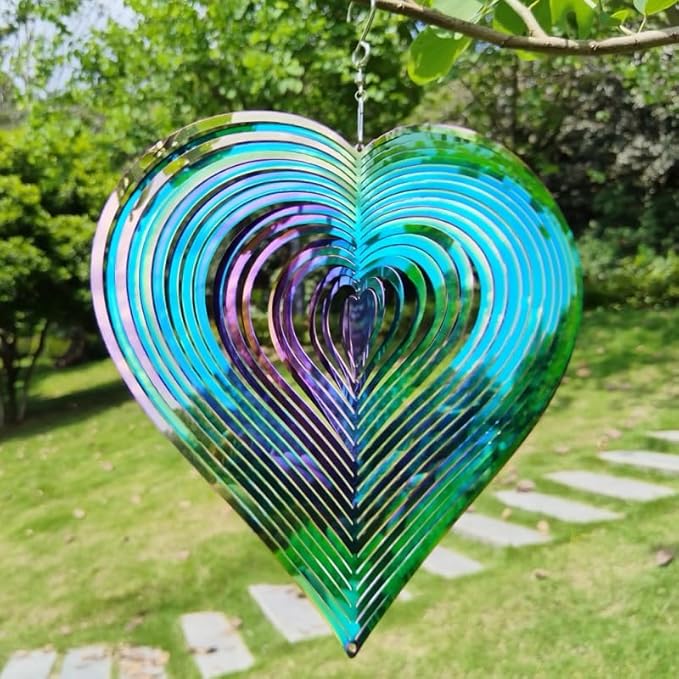 Wind Spinners Outdoor Yard Spinners - Metal Wind Spinner Outdoor Hanging, Wind Chimes for Outside, Spiral Crystal Wind Spinner, Garden Wind Spinners, （10 inch）