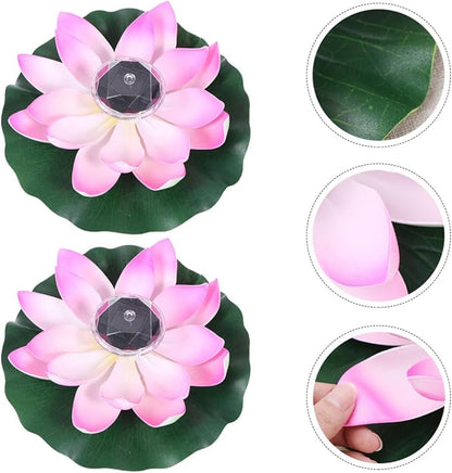 BESTonZON 2pcs Solar Floating Lotus Pond Lights, Outdoor Landscape LED Water Garden Decor with Color-Changing Gradient, Solar-Powered Waterproof Pool Lamps for Garden Pond