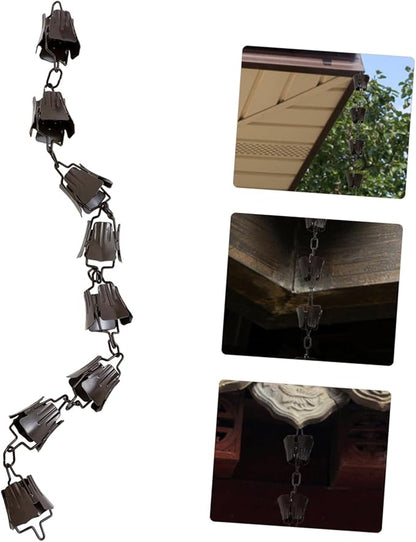 Abaodam 1M Chain for Gutter Decorative Copper Downspout Rain Chain with Unique Flower Design Durable Art Rain Chain for Efficient Rainwater Collection