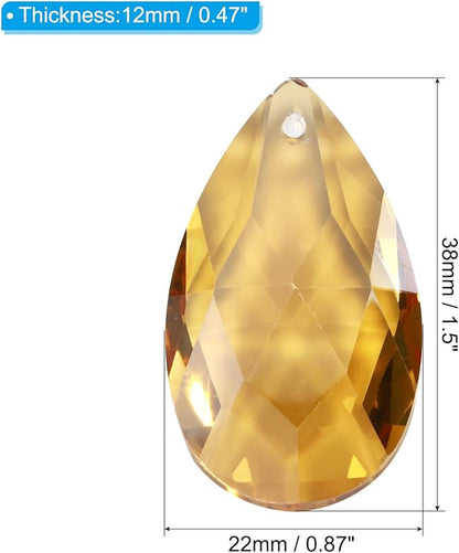 PATIKIL K9 Crystal Pendants Teardrop Beads, 10 Pack 38mm Chandelier Prisms Parts Hanging Beads DIY Lamp for Arts Crafts Decoration, Electroplating Gold Tone