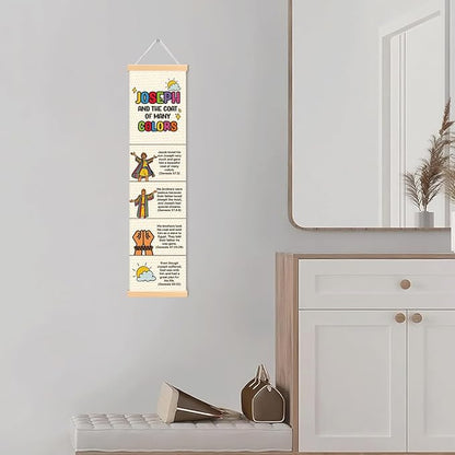 Joseph's Coat of Many Colors Banner, Church Banner, Christian Rustic Hanging Door Flag, Farmhouse Decorations Outdoor Indoor, Church Activity Decor, Bible Lesson, Scripture and Words Decorations