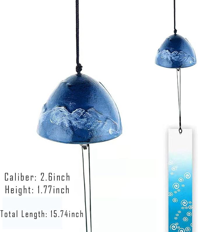 Cast Iron Windchimes, Set of 3 Bless Temple Wind Bell, Japanese Style Mount Fuji Wind Chime, Hanging Decoration for Garden Patio Door Room Outdoor