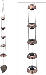 Cooper Leaf Temple Wind Chime,Wind Chimes with 5 Bells, Feng Shui Wind Chimes for Home Yard Outdoor Decoration, A Great Memorial Wind Chime for Someone Who Loves Peace