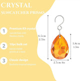 H&D HYALINE & DORA 10pcs Bauhinia Crystal Suncatcher Prisms Chandelier Beads Replacement 38mm Hanging Crystals Ornament Pendant for Window Wedding Party Decor,Amber