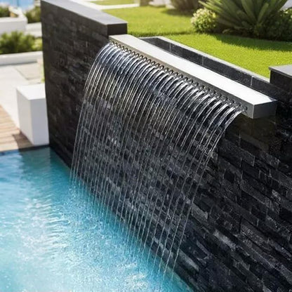 Stainless Steel Pool Fountain, Indoor/Outdoor Sheer Descent Waterfall Spillway Flow Platform, Pond Water Feature for Garden Outdoor Decoration,Silver,80cm