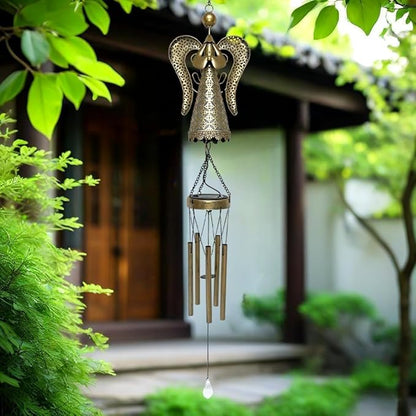 Solar Angel Wind Chimes Outdoor Decor - 36.6" Angels Wind Chime for Outside, Solar Angel Hanging Lights, Wind Chimes for Garden, Patio, Window and Porch