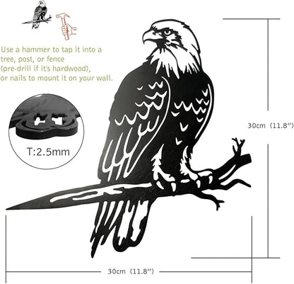 OULYDEKO Bald Eagle Metal Bird Yard Art, Outdoor Tree Decor, Eagle Statue Gift for Men