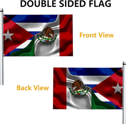 Cuba Cuban And Michoacan Mexico Mexican Flag 3x5 Ft Double-Sided Printed Indoor/Outdoor Flag Polyester Fabric Decorative Banner With 2 Brass Grommets 3x5 Foot National Flags For Outside