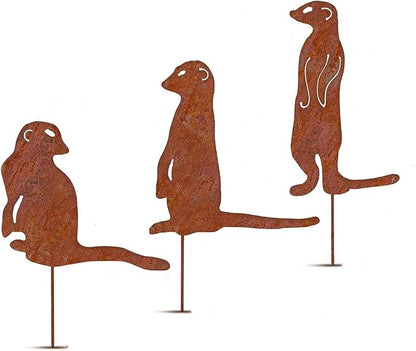 Metal Rusted Animals Garden Stake Artificial Metal Art for Decorations Outdoor Backyards Decors Animal Garden Sculpture