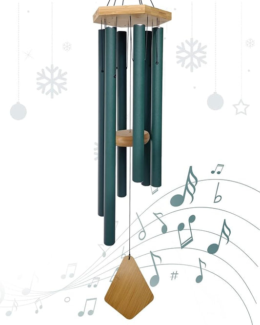 Wind Chimes Deep Tone Outdoor with Hook for Mother's Day/Housewarming/Christmas, Memorial Wind Chimes for Patio, Garden, Yard, Home Decor, Green