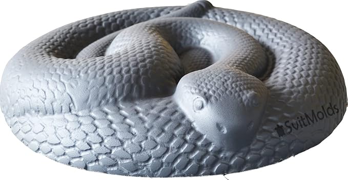 SvitMods Mold Snake DIY Statue for Garden Black ABC Plastic Concrete Cement Mould Rattlesnake Garden Decor Mold Croc for Garden Figure (D72 + D72-Smsll)