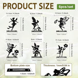 6 Pcs Fairy Fence Decor, Outdoor Garden Metal Black Fairy Decoration, Metal Art Ornament for Yard, Double-Side Design