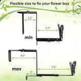 VIVIKEN Planter Box Bracket, Adjustable Hang Window Box Holder with Butterfly, Hanging Flower Pot Stand Brackets for Outdoor Patio Garden Fence Pergola Balcony Supporting Heavy Planters-4Pack