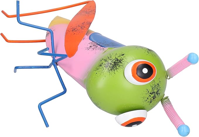 Iron Grasshopper Garden Ornament, Metal Sculpture for Outdoor Patio Lawn Decor, Hand - Painted Anti - Animal Figurine with Vivid Colors for Yard and Home Decoratio (Green)