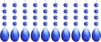 PATIKIL Teardrop Crystal Chandelier Pendants Beads, 10 Pack 125mm Length 38mm Chandelier Prisms Parts Ornaments Hanging Beads for DIY Arts Crafts Decoration, Blue